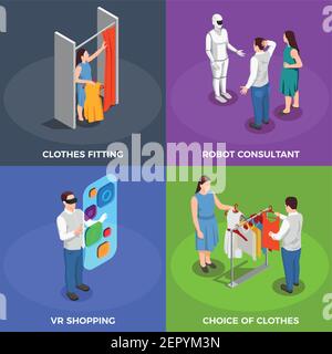 Icônes de concept isométriques grand public ensemble avec vêtements ajusté vecteur isolé illustration Illustration de Vecteur