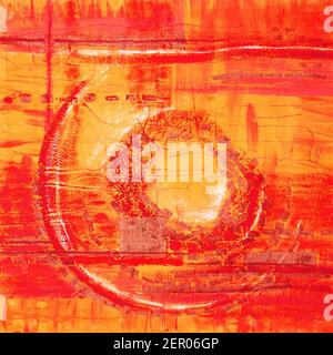 Illustration abstraite applique en tissu rouge orange. Origine ethnique Banque D'Images