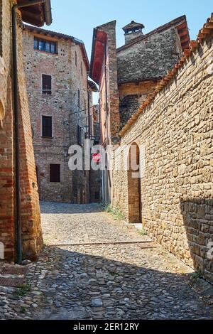 Castelll'Arquato, Italie - 24 juin 2017:Détails de la ville médiévale dans la province de Piacenza, Émilie-Romagne Banque D'Images