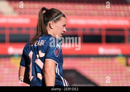 Walsall, Royaume-Uni. 28 février 2021. Katie McCabe (#15 Arsenal) en action (gros joueur) pendant le match de Super League de FA Womens entre Aston Villa et Arsenal au stade Banks de Walsall, en Angleterre. Crédit: SPP Sport presse photo. /Alamy Live News Banque D'Images