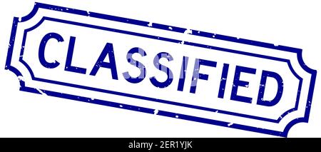 Tampon en caoutchouc à mot classé bleu grunge sur fond blanc Illustration de Vecteur