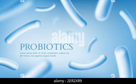 Culture des probiotiques, bannière de santé du microbiote intestinal. Microbiote intestinal sain humain, colonie de bifidobacterium, microbiome intestinal et microflore bac Illustration de Vecteur