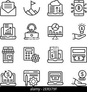 Pack d'icônes linéaires d'analyse de données en ligne Illustration de Vecteur