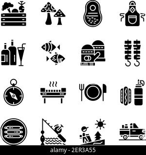 Pack de Camping et Picnic Solid Icons Illustration de Vecteur