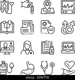 Pack d'icônes linéaires de soins médicaux Illustration de Vecteur