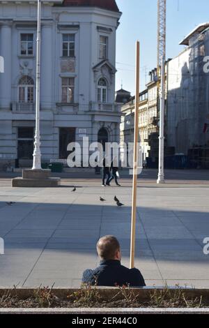 Scène de rue de la place Ban Josip Jelacic à Zagreb, Croatie Banque D'Images