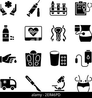Pack d'icônes solides médicales Illustration de Vecteur