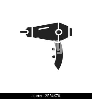 Symbole de glyphe noir pour sèche-cheveux. Appareil électrique pour sécher les cheveux d'une personne. Inscrivez-vous pour accéder à la page Web, à l'application mobile et à la bannière. . Illustration vectorielle Illustration de Vecteur