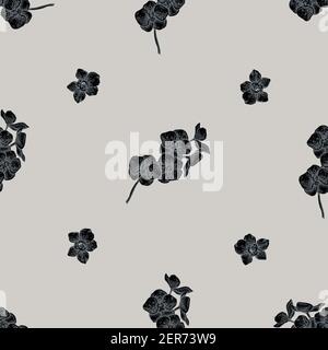 Motif sans couture avec phalaenopsis stylisé dessiné à la main Illustration de Vecteur