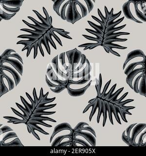 Motif sans couture avec monstère stylisée dessinée à la main Illustration de Vecteur