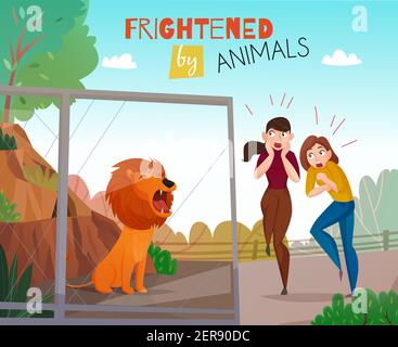 Les gens ont peur des animaux sauvages dans l'appartement public du zoo illustration vectorielle Illustration de Vecteur