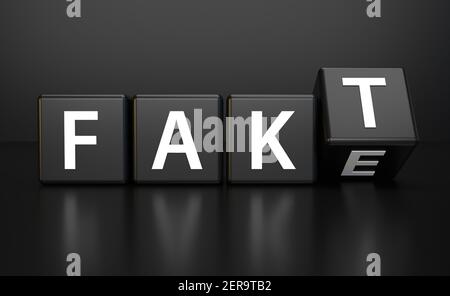 Le mot allemand de fait sur dés se transforme en contraire faux mot Banque D'Images