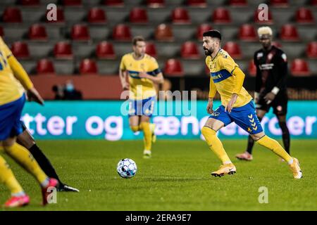 Herning, Danemark. 28 février 2021. Anthony Jung (3) de Broendby SI on le voit pendant le match 3F Superliga entre le FC Midtjylland et le Broendby SI au MCH Arena à Herning. (Crédit photo : Gonzales photo/Alamy Live News Banque D'Images