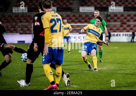 Herning, Danemark. 28 février 2021. Peter Bjur (29) de Broendby SI on le voit pendant le match 3F Superliga entre le FC Midtjylland et le Broendby SI au MCH Arena à Herning. (Crédit photo : Gonzales photo/Alamy Live News Banque D'Images