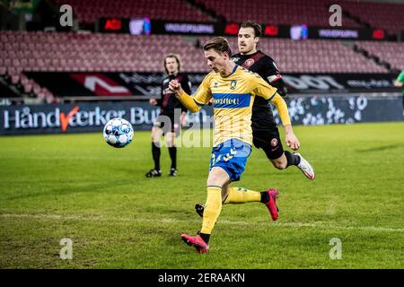 Herning, Danemark. 28 février 2021. Simon Hedlund (27) de Broendby SI on le voit pendant le match 3F Superliga entre le FC Midtjylland et le Broendby SI au MCH Arena de Herning. (Crédit photo : Gonzales photo/Alamy Live News Banque D'Images