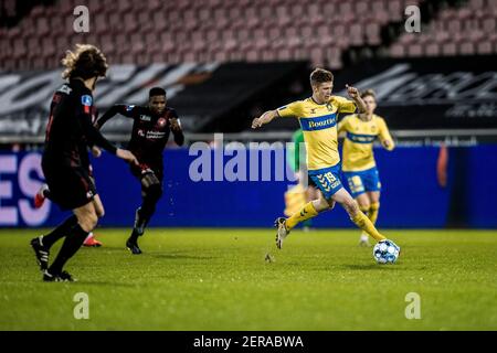 Herning, Danemark. 28 février 2021. Morten Frendrup (19) de Broendby SI on le voit pendant le match 3F Superliga entre le FC Midtjylland et le Broendby SI à MCH Arena à Herning. (Crédit photo : Gonzales photo/Alamy Live News Banque D'Images