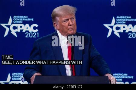 28 février 2021, Orlando, Floride, États-Unis - l'ancien président DONALD TRUMP s'exprime au CPAC 2021.(image de crédit : © CPAC/ZUMA Wire) Banque D'Images