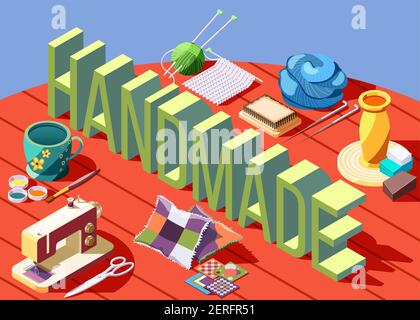 Bricolage composition isométrique avec divers outils pour créer à la main objets illustration du vecteur 3d Illustration de Vecteur