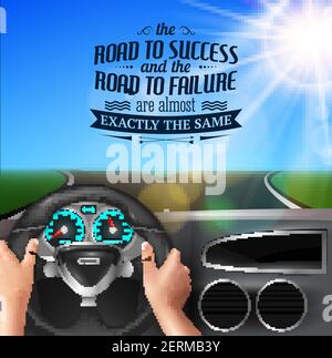 Route vers le succès citations avec échec et symboles de bonheur réaliste illustration vectorielle Illustration de Vecteur