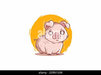 Motif cochon rose jaune mignon Illustration de Vecteur