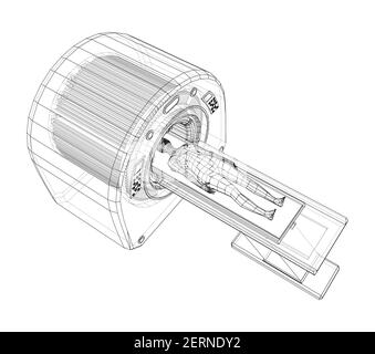 Patiente allongée sur un scanner CT ou IRM. Vecteur Illustration de Vecteur