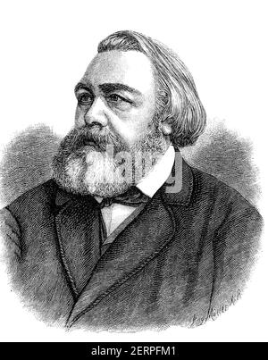 Hermann Ferdinand Freiligrath, 17 juin 1810 - 18 mars 1876, est un parolier et traducteur allemand / Hermann Ferdinand Freiligrath, 17. Juin 1810 - Banque D'Images