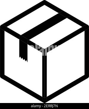 Icône de ligne mince de boîte carrée dans le style isométrique. Illustration de Vecteur