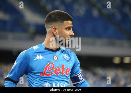 Naples, Campanie, Italie. 28 février 2021. 28/02/2021 Napoli, Stadio Diego Armando Maradona, incontro di calcio valevole per il Campionato di série A 2020/21 tra SSC Napoli vs FC Benevento.in foto: Lorenzo Insigne crédit: Fabio Sasso/ZUMA Wire/Alay Live News Banque D'Images