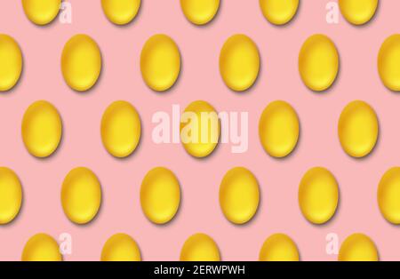 Motif oeufs de Pâques sans couture sur fond rose. Banque D'Images