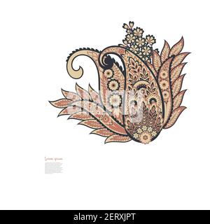 Motif cachemire vectoriel. Illustration asiatique à fleurs isolées Illustration de Vecteur