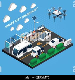 Concept isométrique ville intelligente avec symboles de transport et de point de taxi illustration vectorielle Illustration de Vecteur