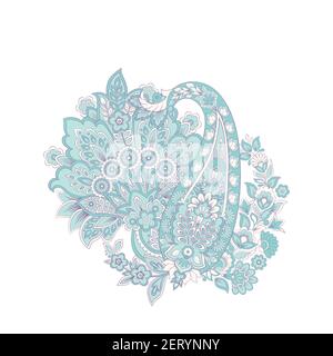 Cachemire isolé. Carte à motif cachemire isolé. Motif floral vectoriel. Motif fleuri vectoriel brodé. Illustration de Vecteur