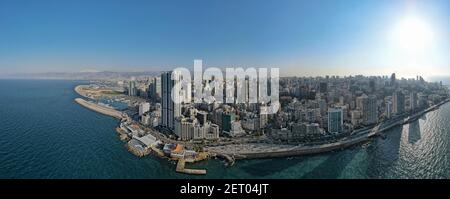 Une vue panoramique aérienne de la ville de Beyrouth Liban Banque D'Images
