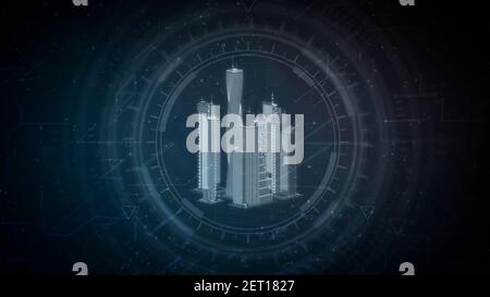 mesh city district rendu 3d, cg illustration 3d de l'industrie Banque D'Images