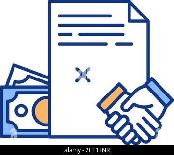 Icône de couleur RVB du contrat financier Illustration de Vecteur