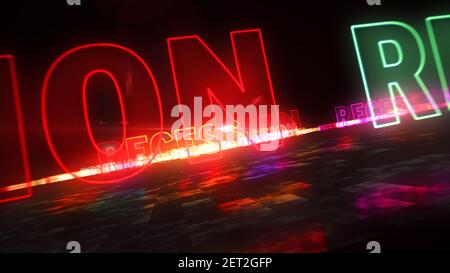 Le concept de récession, la crise mondiale des entreprises, le marché financier, l'économie et le commerce s'effondrent. Illustration futuriste du rendu 3d abstrait. Banque D'Images