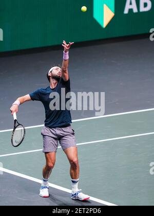 Rotterdam, pays-Bas. 1er mars 2021. ROTTERDAM, PAYS-BAS - 1ER MARS : Nikoloz Basilashvili de Géorgie lors du 48e tournoi de tennis mondial ABN AMRO à Rotterdam Ahoy le 1er mars 2021 à Rotterdam, pays-Bas (photo de Henk Seppen/Orange Pictures) crédit : Orange pics BV/Alay Live News Banque D'Images