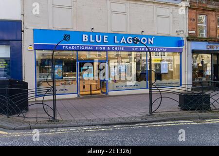 Blue Lagoon Traditional fish and chips shop, Ayr, Ayrshire, Écosse, Royaume-Uni Banque D'Images