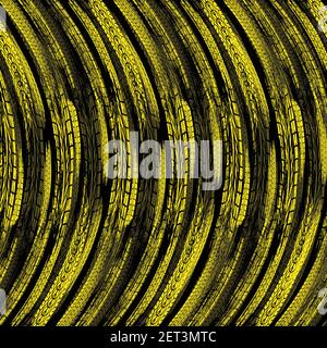 Gringe le cercle de chenille du pneu sur fond jaune Illustration de Vecteur