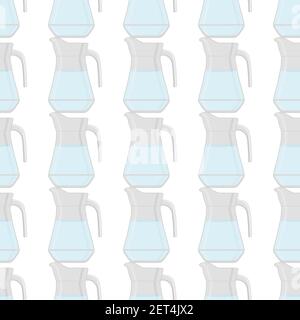 Illustration sur le thème ensemble coloré types identiques cruches en verre pour l'eau potable. Motif d'eau composé d'un accessoire de cuisine de collection, même verre Illustration de Vecteur