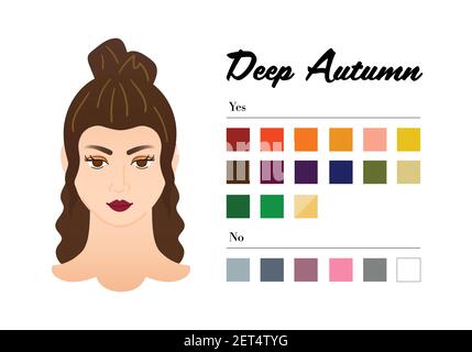 12 saisons types de couleur pour femme - Type automne profond. Couleur parfaite pour votre garde-robe. Ne pas utiliser et ne pas utiliser les couleurs dans l'analyse de saison 12 Illustration de Vecteur