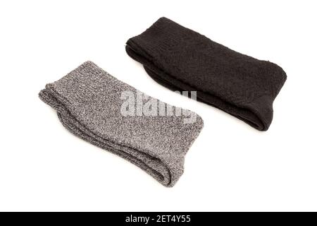 Deux paires de chaussettes isolées sur fond blanc. Banque D'Images