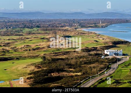 Vue aérienne du club de golf de Wallasey, Wallasey, Wirral - Royaume-Uni Banque D'Images