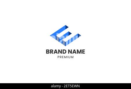 Modèle de conception vectorielle 3D isométrique avec logo lettre E adapté à marquage de produits personnels ou professionnels Illustration de Vecteur