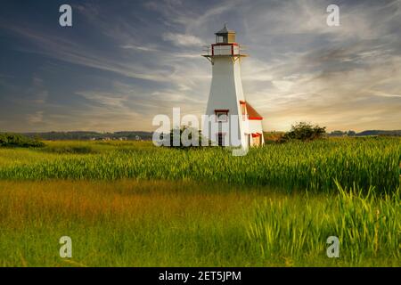 Phare arrière de New London Range dans les régions rurales de l'Île-du-Prince-Édouard, Canada. Banque D'Images