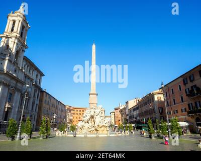 Fontana dei Quattro Fiumi sur la Piazza Navona - Rome, Italie Banque D'Images