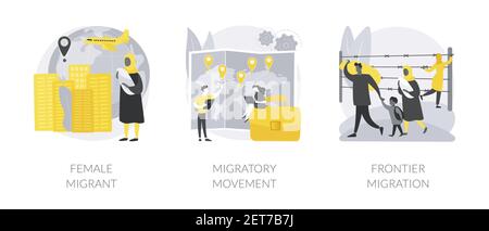 Illustrations vectorielles abstraites de migration humaine. Illustration de Vecteur