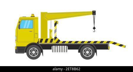 Chariot de remorquage, vue latérale, isolé sur fond blanc. Illustration du vecteur plat Illustration de Vecteur