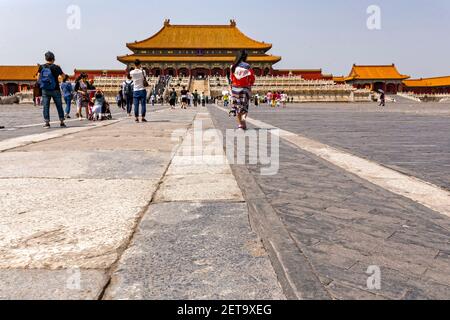 Pékin, Chine. 2 juin 2017. Le Hall of Supreme Harmony est le plus grand Hall de la Cité interdite à Beijing, en Chine. Il a été érigé en 1406. Banque D'Images