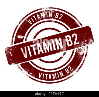 Vitamine B2 - bouton rond rouge de grunge, timbre Banque D'Images